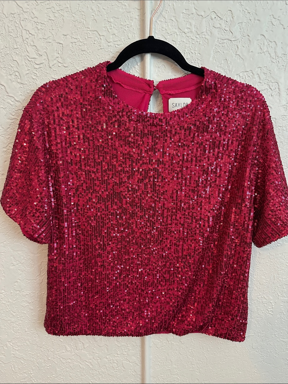 SAYLOR Hot Pink Sequin Top Size S